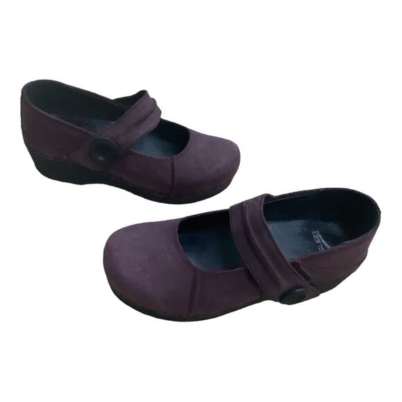 Dansko Womens Mary Jane Clogs Ankle Strap Size 38 Plum Leather Business Casual - Picture 7 of 12